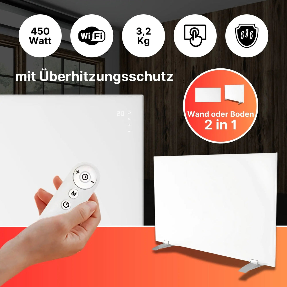 Sollero Infrarotheizung 1200W mit smarter Steuerung – energiesparend von Sollero