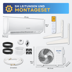 Sollero Split Klimaanlage zum Kühlen und Heizen 5,1kW inkl. Montageset – energiesparend von Sollero